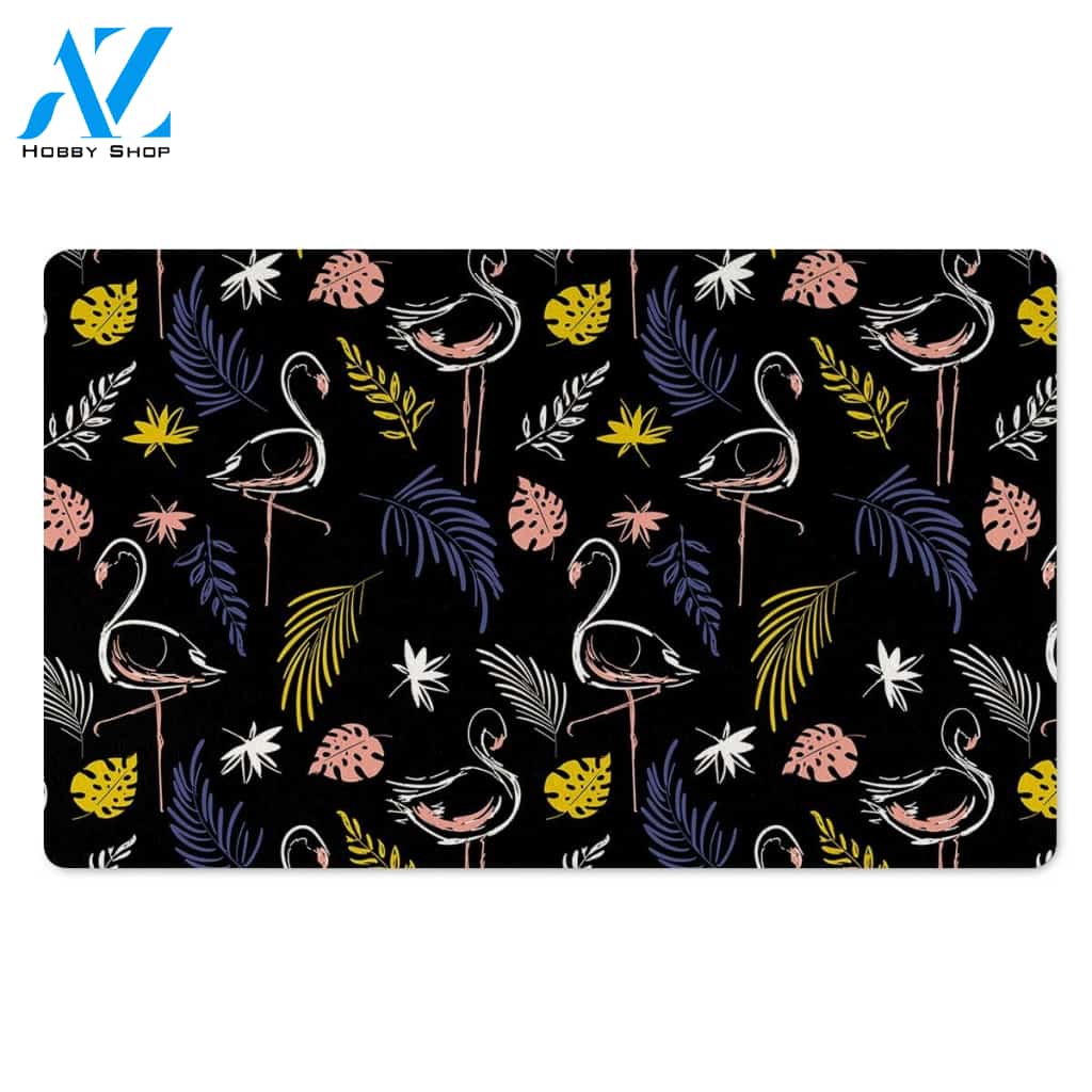 Tropical Flamingo Print Door Mat