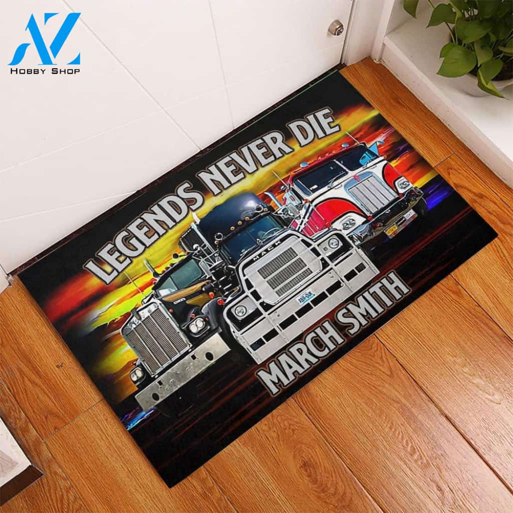 Truck Lovers Legends Never Die Personalized Doormat