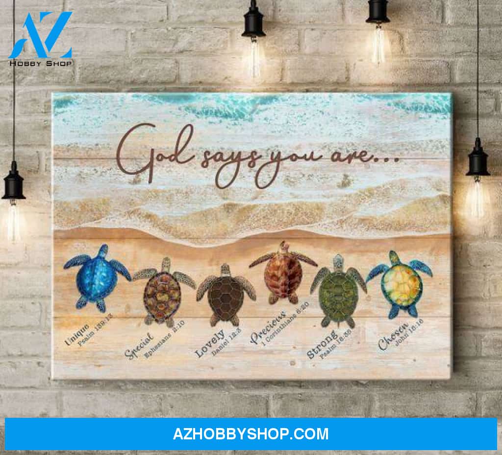 Turtle - God says you are - Jesus Landscape Canvas Prints, Wall Art