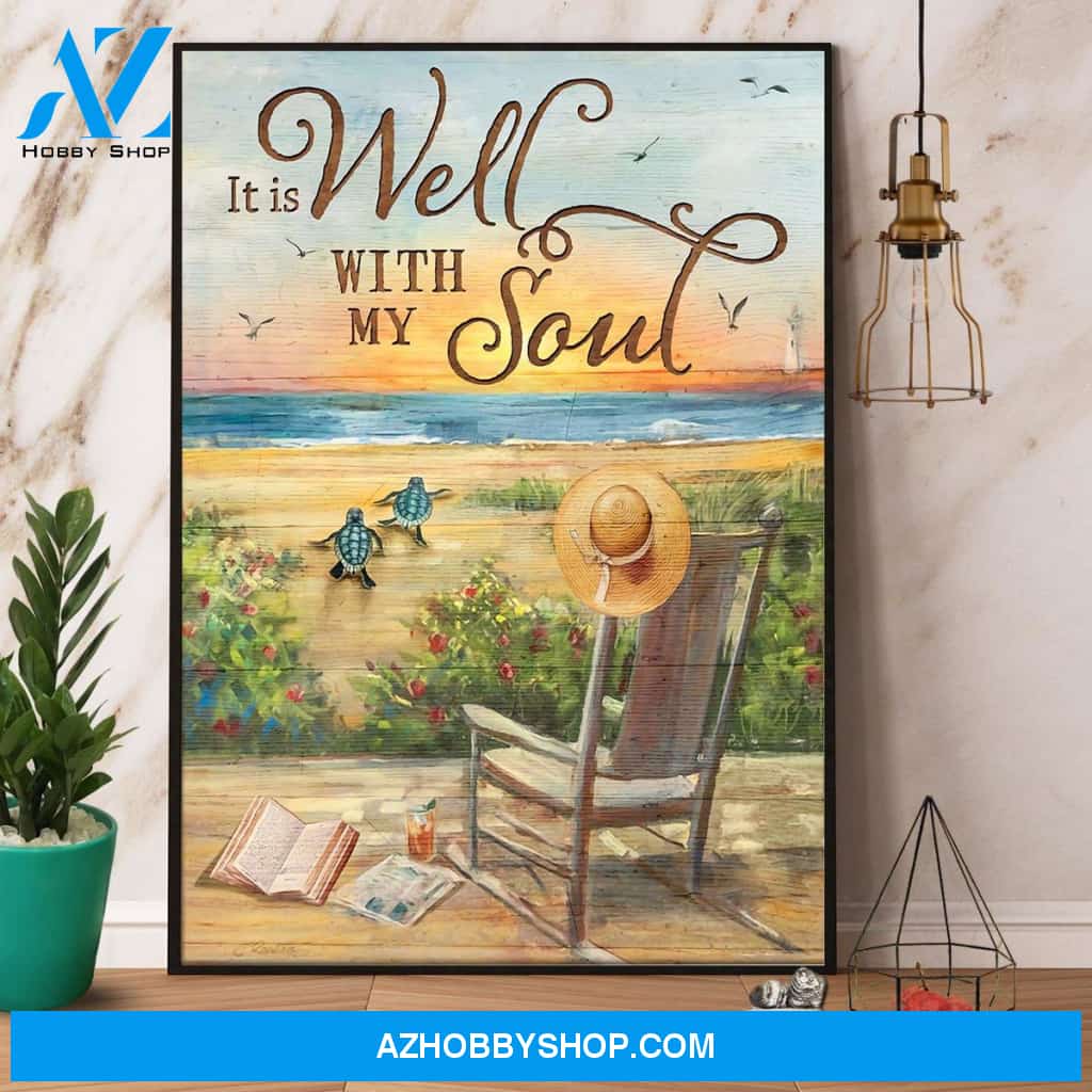 Turtle It Is Well With My Soul Poster Canvas Wall Decor Visual Art