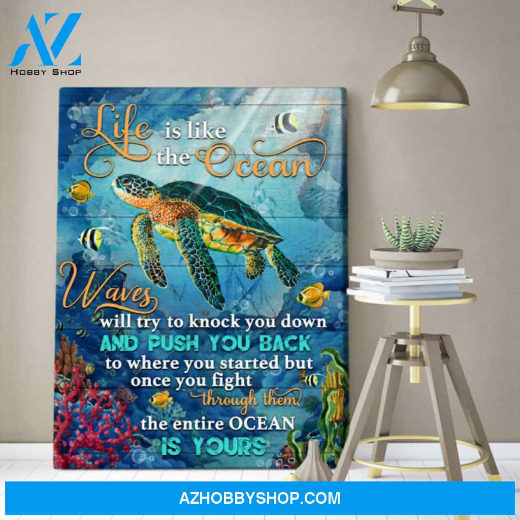 Ohcanvas Turtle Life Is Like The Ocean Canvas Wall Art Decor