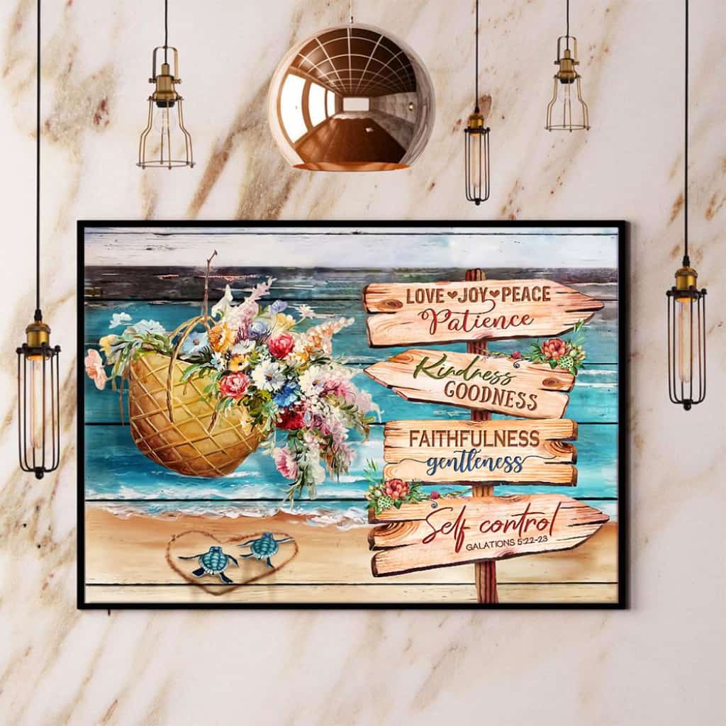 Turtle Love Joy Peace Patience Kindness Goodness Paper Poster No Frame Matte Canvas Wall Decor