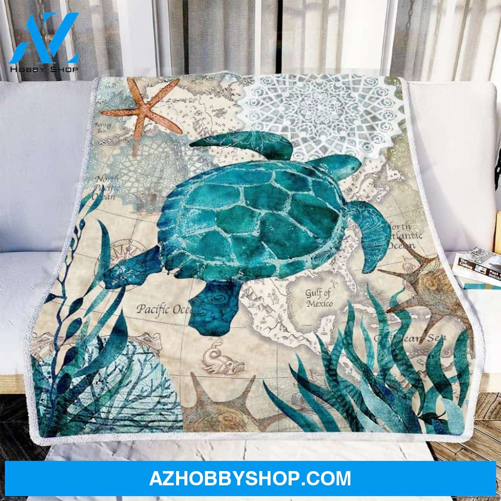 Turtle Ocean 2 Fleece Blanket