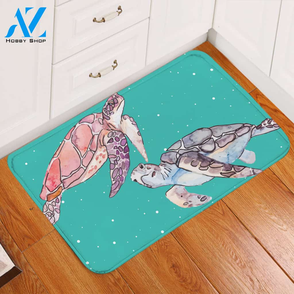 Turtles Teal Door Mat