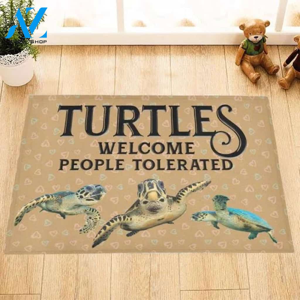 Turtles Welcome People Tolerated Doormat Home Decor