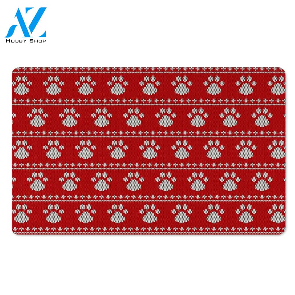 Ugly Christmas Paw Door Mat