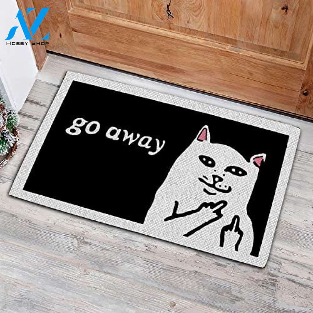 unny Cat Doormat Welcome Mats Go Away Cat Doormat, Funny Cat, Go Away Welcome Mat, Funny Welcome Mat Gift for Friend Family Birthday Gift