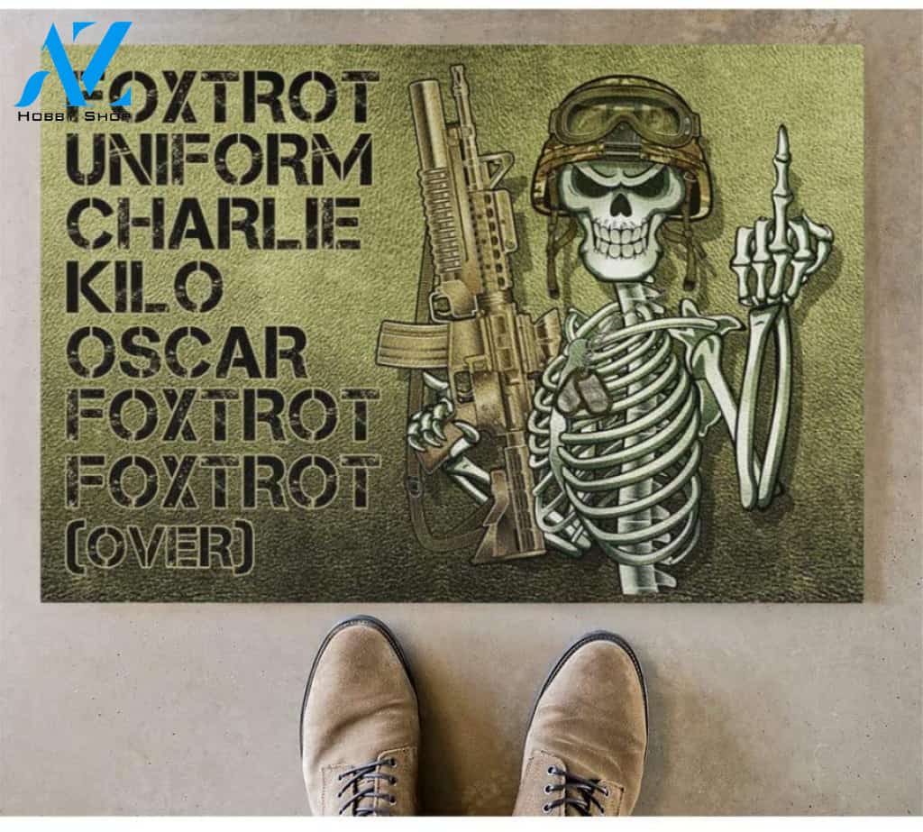 Veteran Foxtrot Indoor and Outdoor Doormat Gift for Veteran Warm House Gift Welcome Mat Funny Gift for Friend Family Birthday Gift