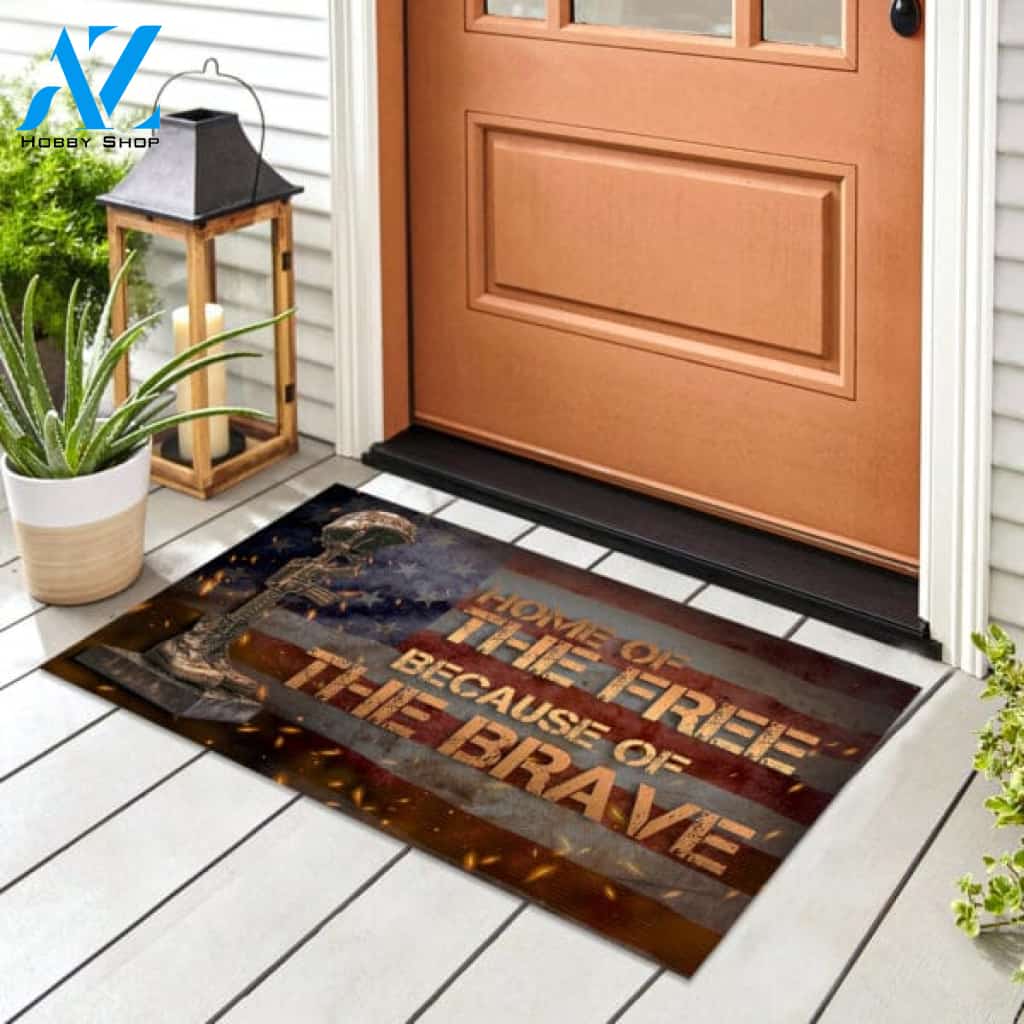 Veteran - Home Of The Free Because Of The Brave Doormat Indoor and Outdoor Mat Entrance Rug Funny Home Decor Closing Gift Gift for Friend Idea