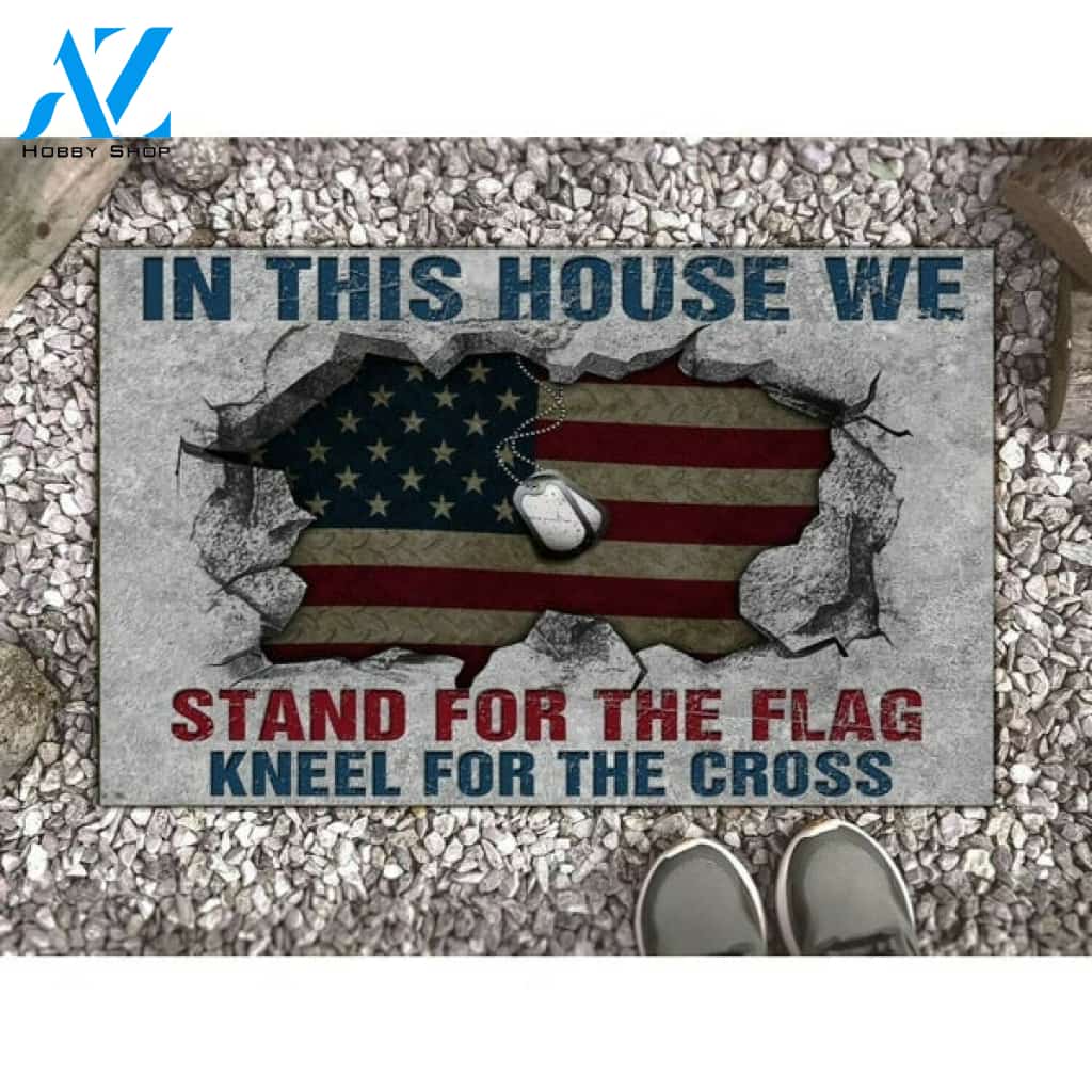 Veteran Stand For The Flag Wall Broken Doormat Home Decor Doormat Housewarming Gift Family Welcome Mat Gift for Friend Family