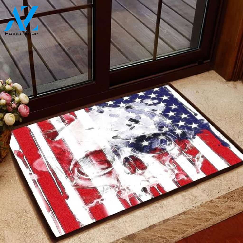 Veteran Welcome Rug - Skull American Flag Doormat Gift For Friend Family Home Decor Warm House Gift Welcome Mat