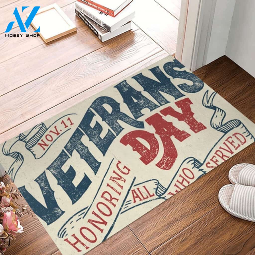 Veterans Day Indoor and Outdoor Doormat Warm House Gift Welcome Mat Birthday Gift for Veteran Lover