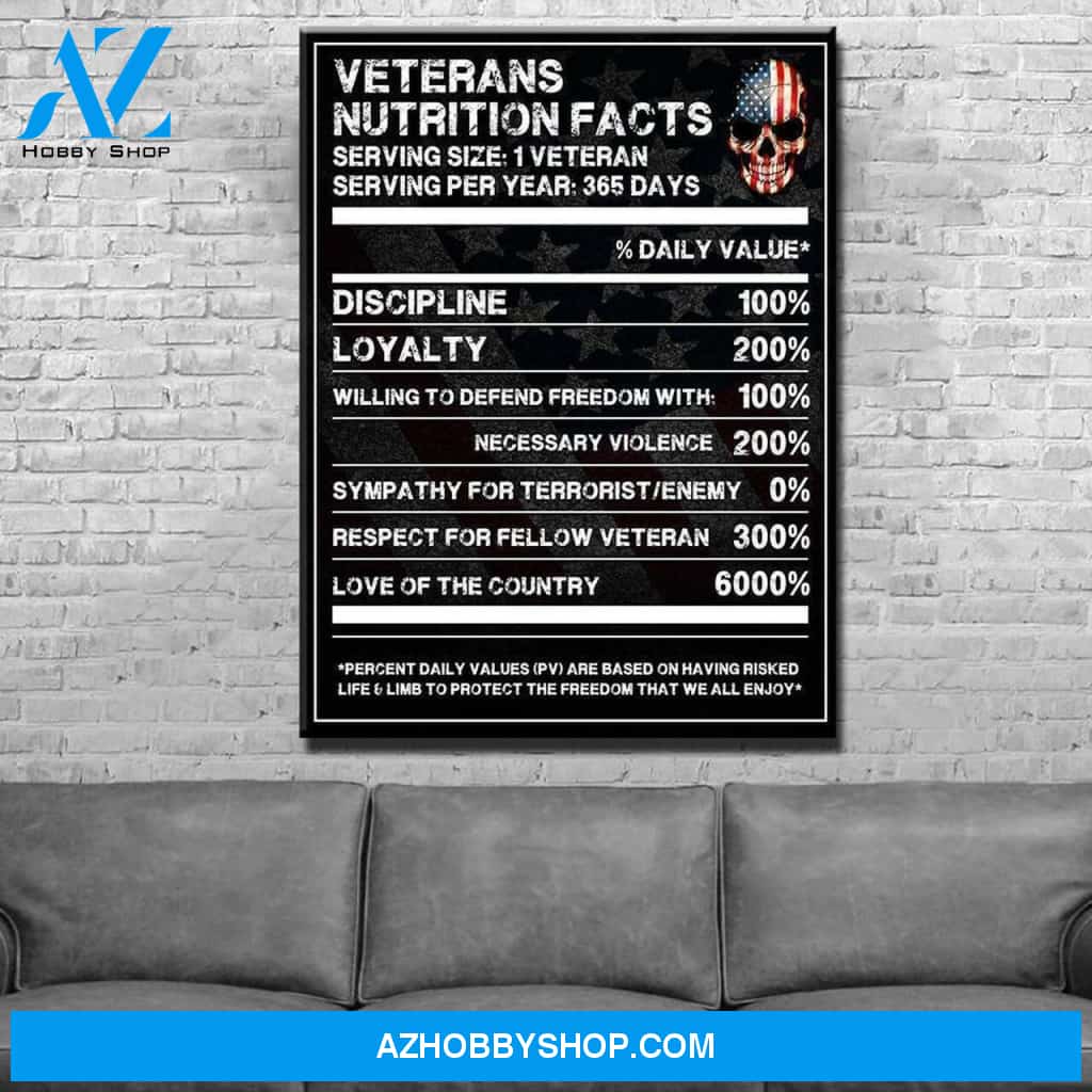 Veterans Nutrition Facts Full Hd Personalized Customized Canvas Art Wall Art Wall Decor