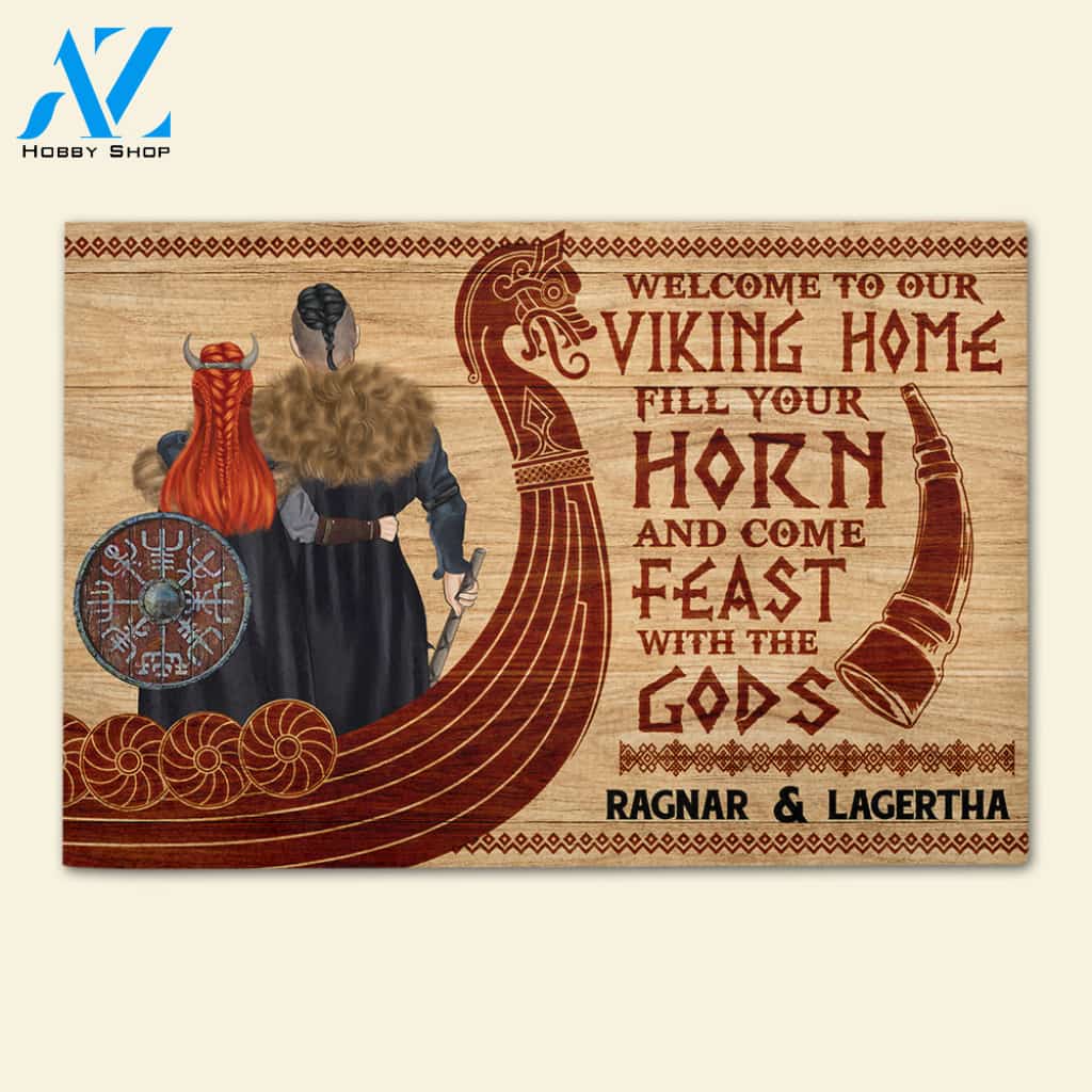 Viking Couple Welcome To Our Viking Home- Personalized Doormat