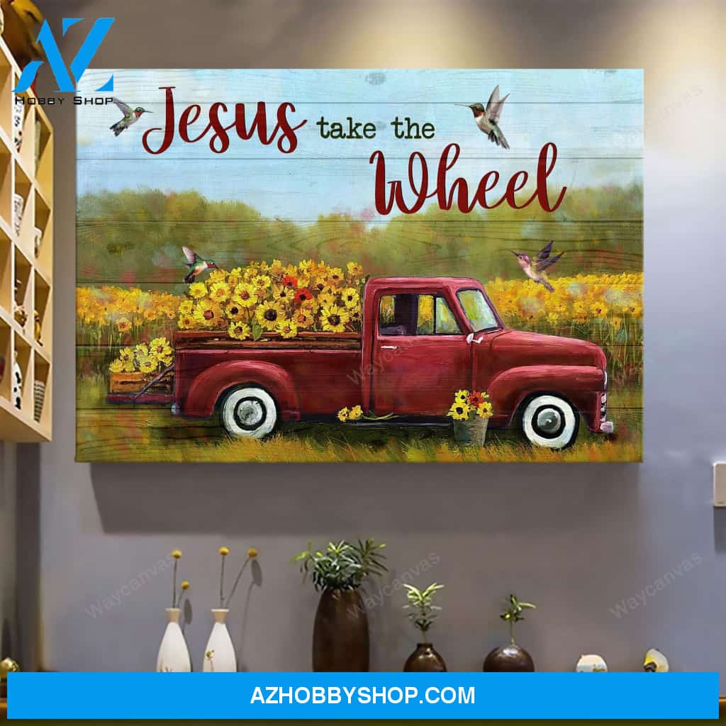 Vintage car and flowers - Jesus Landscape Canvas Prints, Wall Art