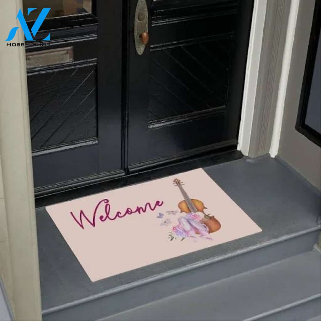 Violin, Ballet Shoes And Butterflies Welcome Doormat Welcome Mat House Warming Gift Home Decor Funny Doormat Gift Idea
