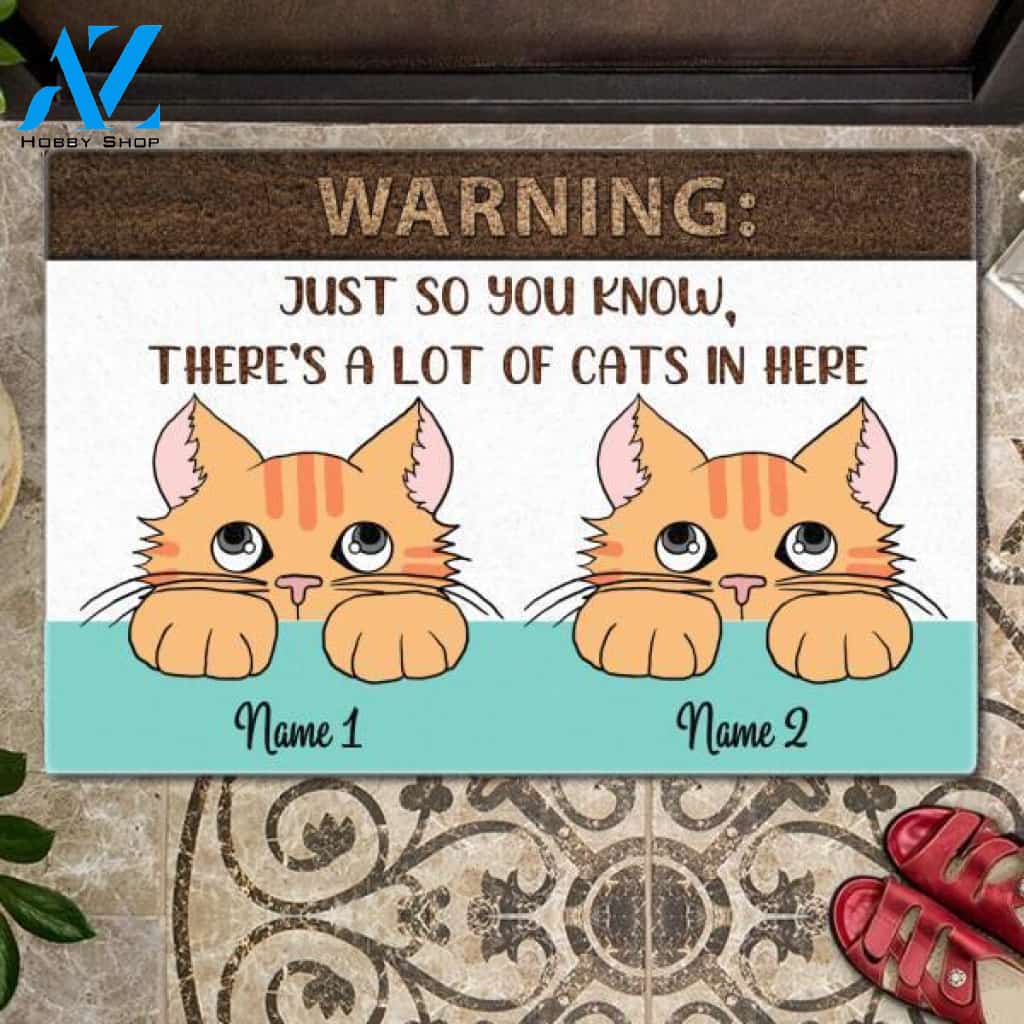 Warning Just So You Know There's A Lot Of Cats In Here Doormat | Welcome Mat | House Warming Gift