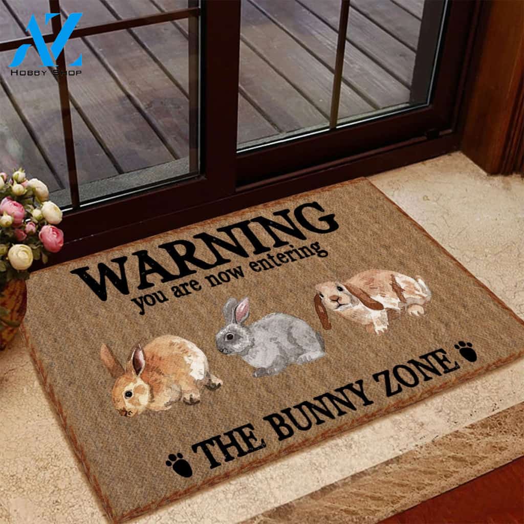 Warning You Are Now Entering The Bunny Zone Indoor and Outdoor Doormat Warm House Gift Welcome Mat Gift for Labrador Lovers Birthday Gift