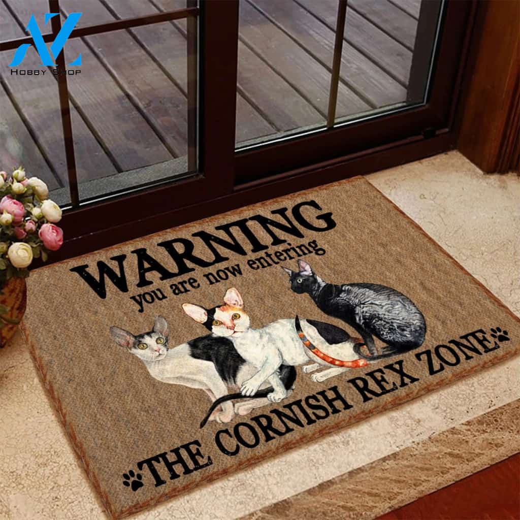 Warning You Are Now Entering The Cornish Rex Zone Indoor and Outdoor Doormat Warm House Gift Welcome Mat Gift for Labrador Lovers Birthday Gift