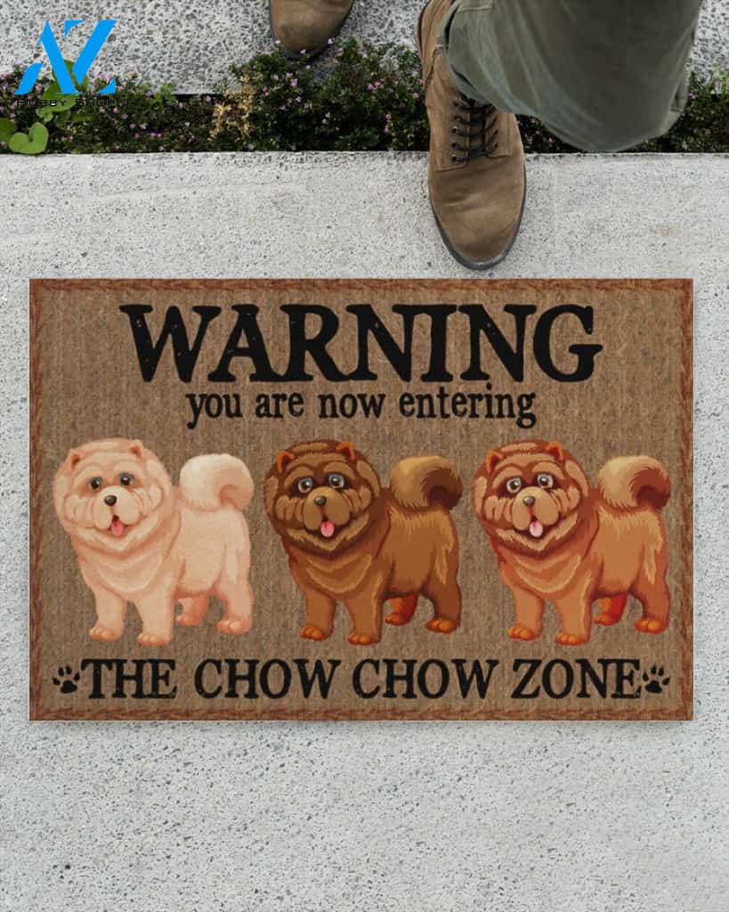 Warning - You Are Now Enterring Chow Chow Door Indoor And Outdoor Doormat Warm House Homefarm Decor Gift Welcome Mat Gift For Chow Chow Dog Lover