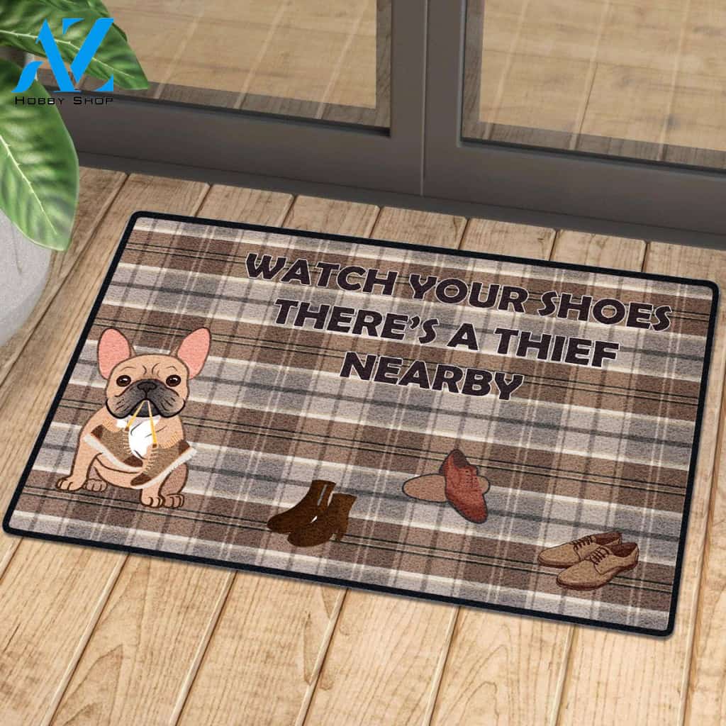 Watch Out Your Shoes Mat Brown French Bulldog | Welcome Mat | House Warming Gift