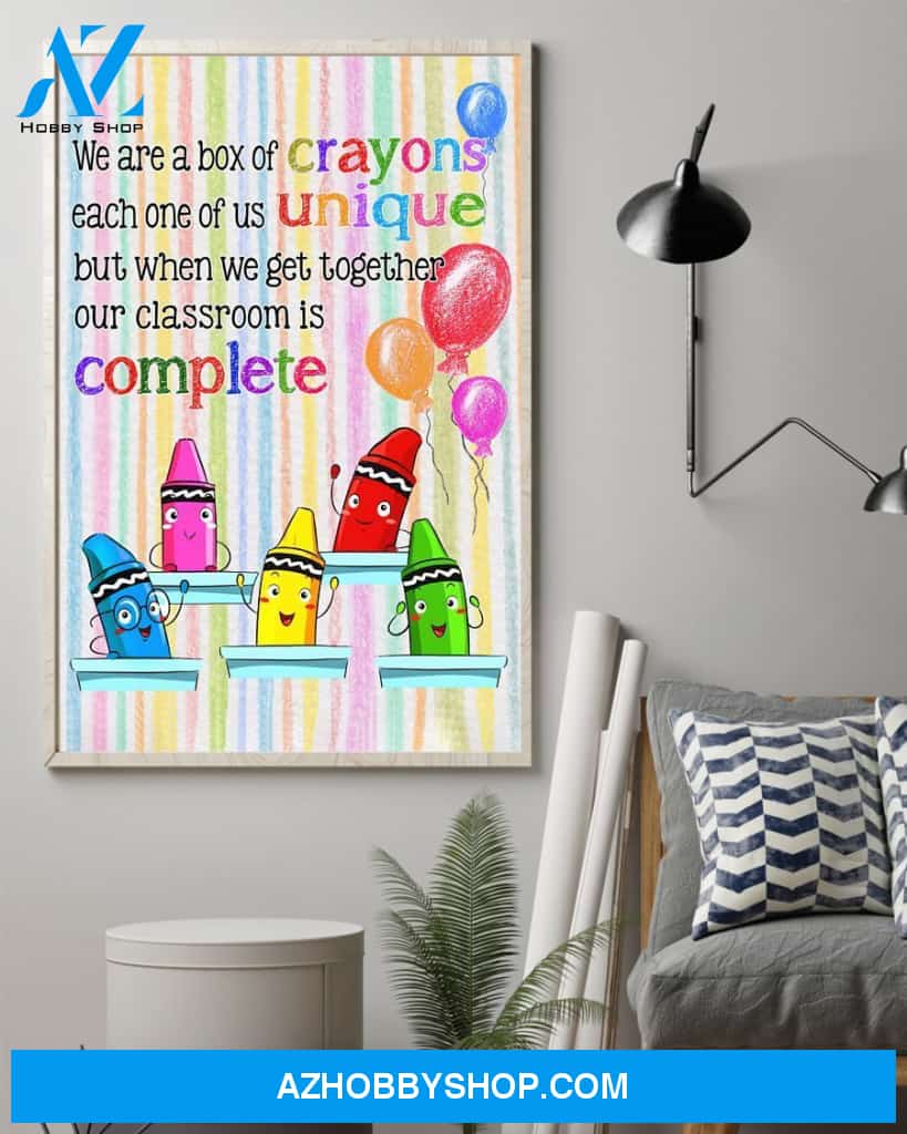 Teacher Classroom Canvas We Are A Box Of Crayons, Student Wall Art Back to School Gift for Teacher