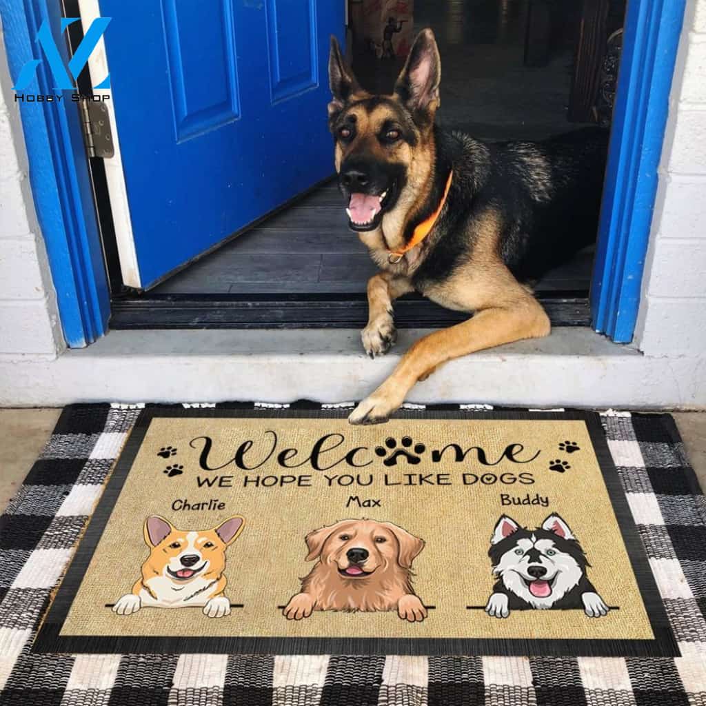 We Hope You Like Dogs - Personalized Doormat | Welcome Mat | House Warming Gift