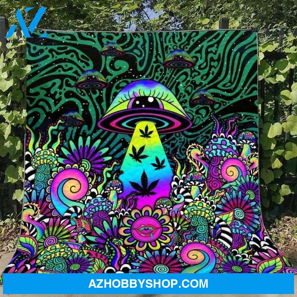 Weed Mushroom Psychedelic Color Fleece Blanket