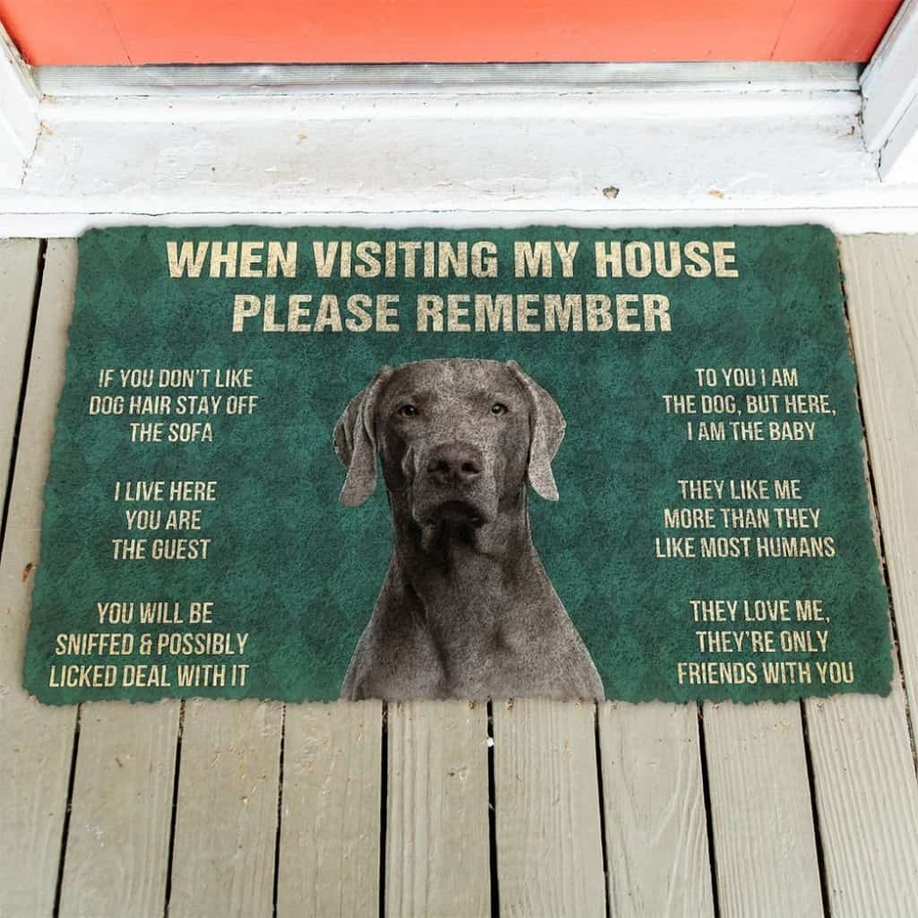 Weimaraner Dog House Rules Doormat | Colorful | Size 8x27'' 24x36''