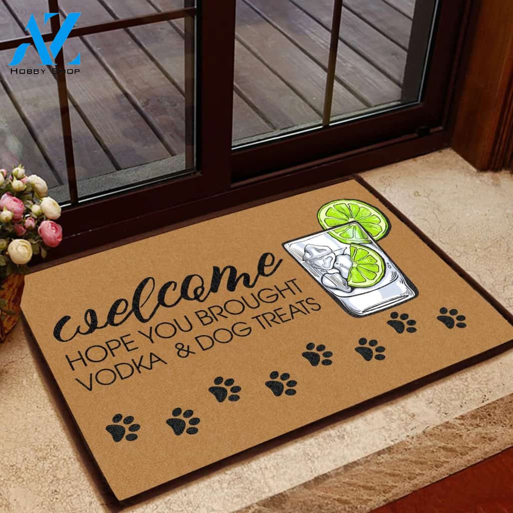 Welcome Hope You Brought Drink & Dog Treat All Over Printing Doormat