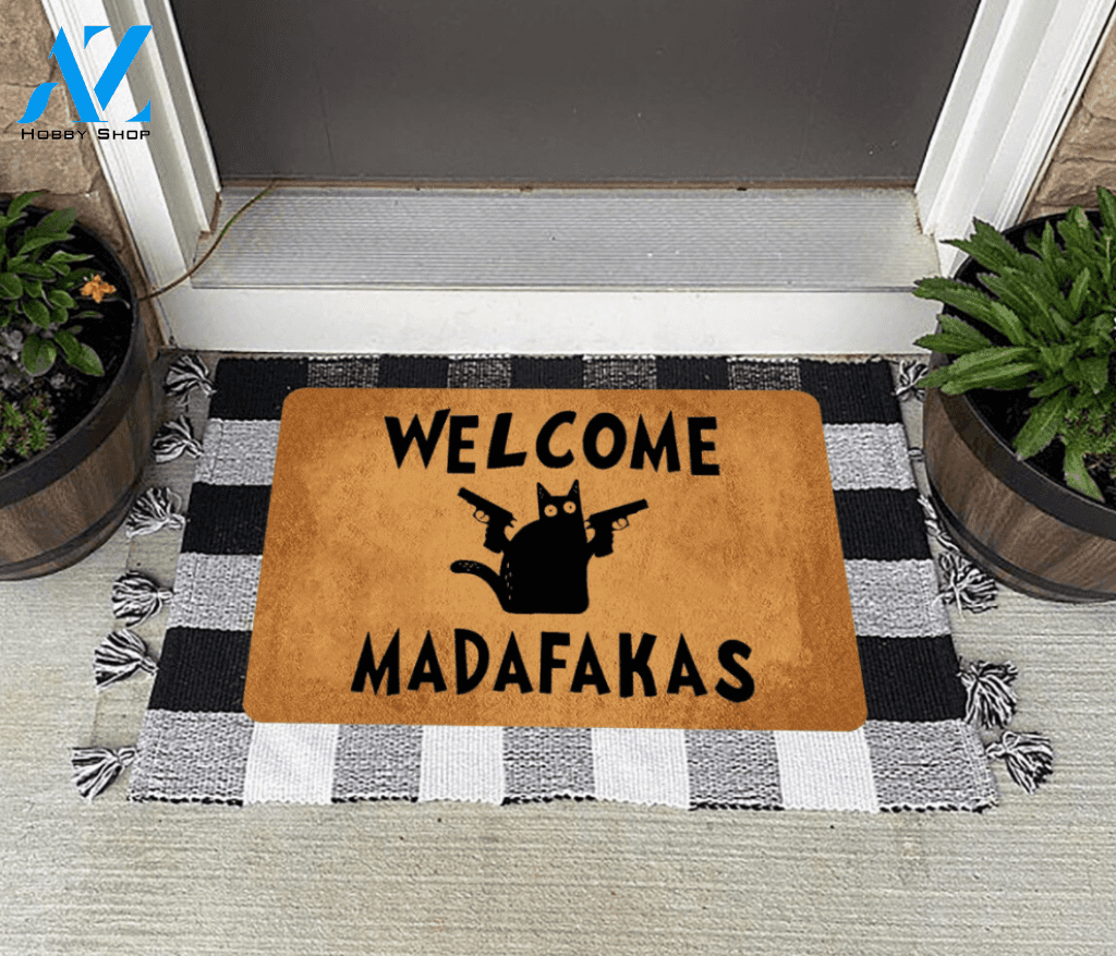 Welcome Madafakas Doormat, Cat Lover Gift, Gift For Friend Family Birthday Gift Home Decor Warm House Gift Welcome Mat