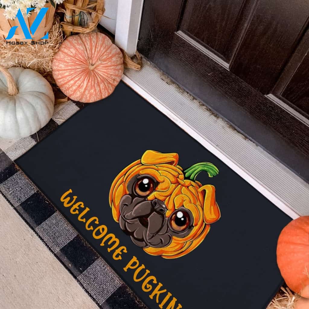 Welcome Pugkin Pug Dog Funny Indoor And Outdoor Doormat Gift For Halloween Thanksgiving Christmas Birthday Gift Decor Warm House Gift Welcome Mat