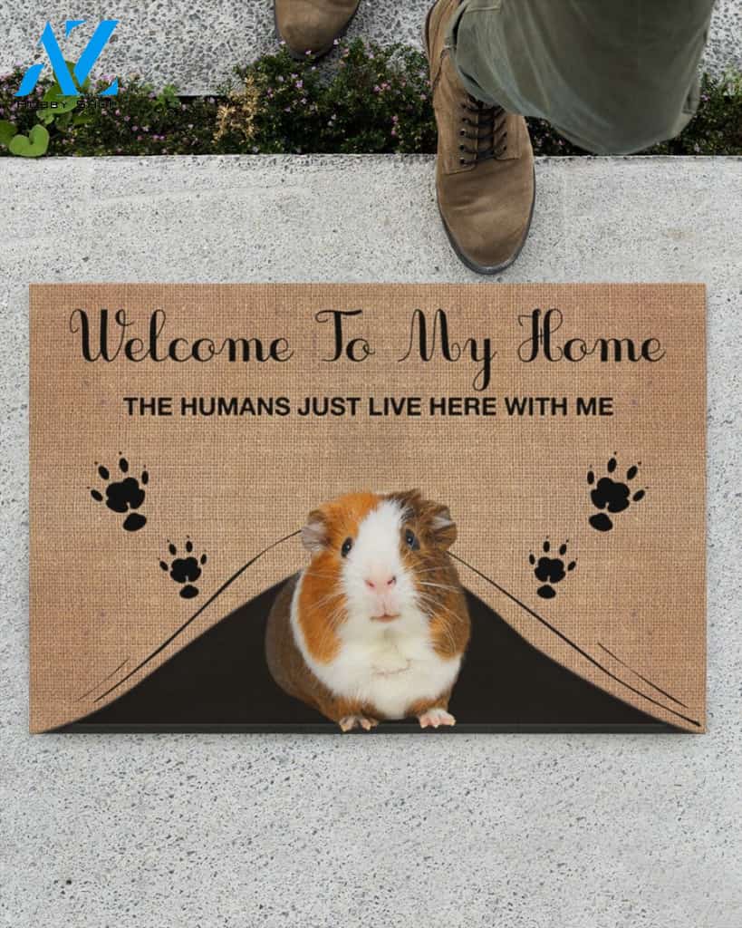 Welcome To My Home The Humans Just Live Here With Guinea Pig Indoor And Outdoor Doormat Gift For Guinea Pig Lovers Birthday Gift Decor Warm House Gift Welcome Mat