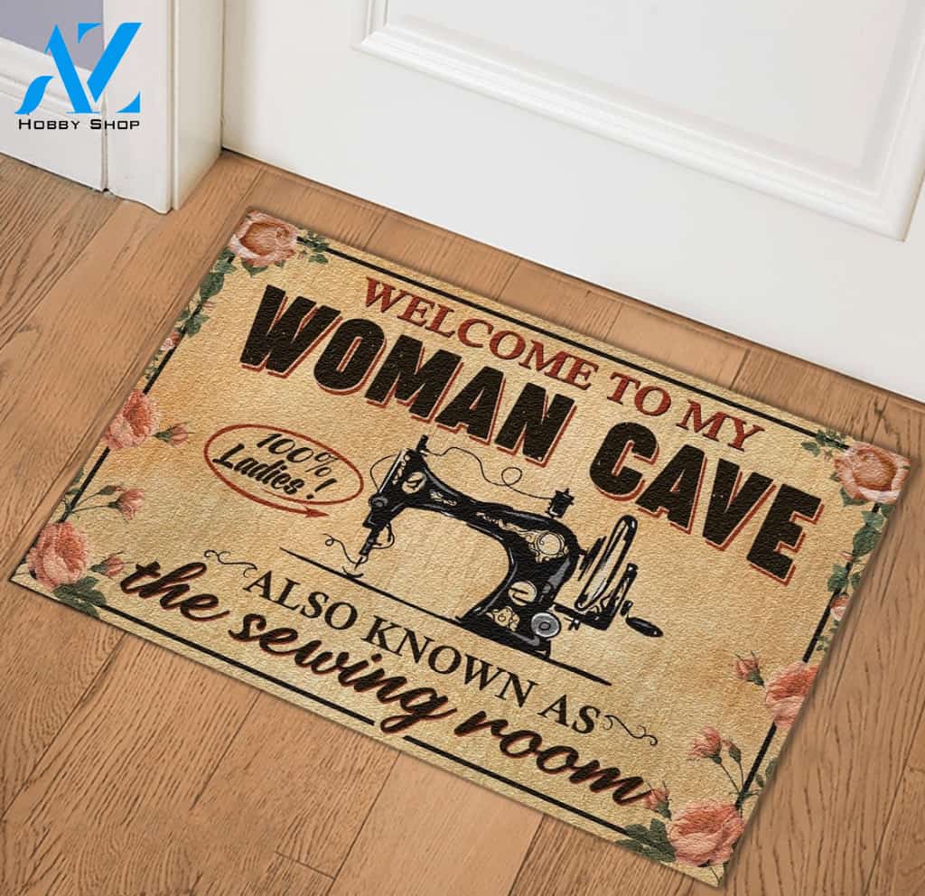 Welcome to my woman cave Indoor and Outdoor Doormat Warm House Gift Welcome Mat Gift for Labrador Lovers Birthday Gift