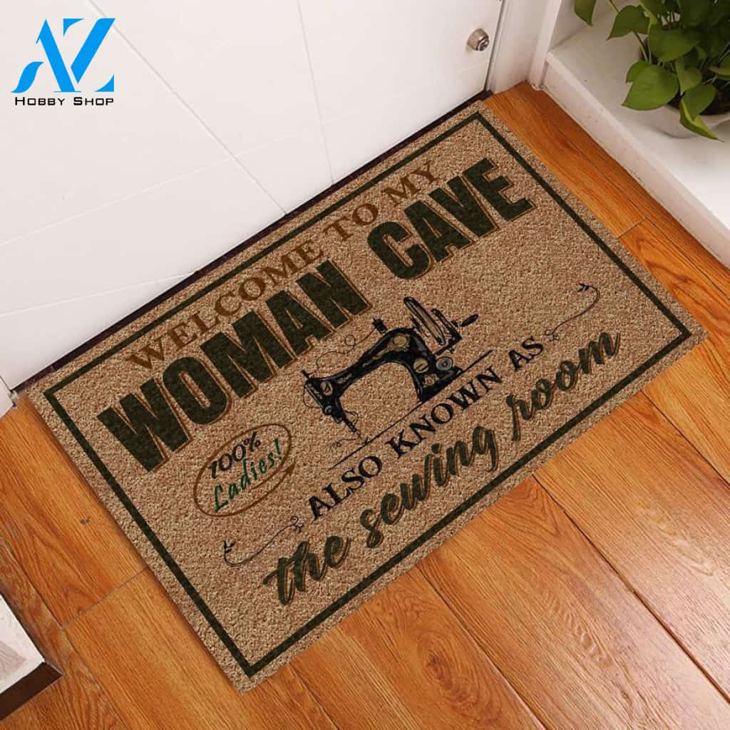 Welcome To My Woman Cave Sewing Room Doormat | Welcome Mat | House Warming Gift