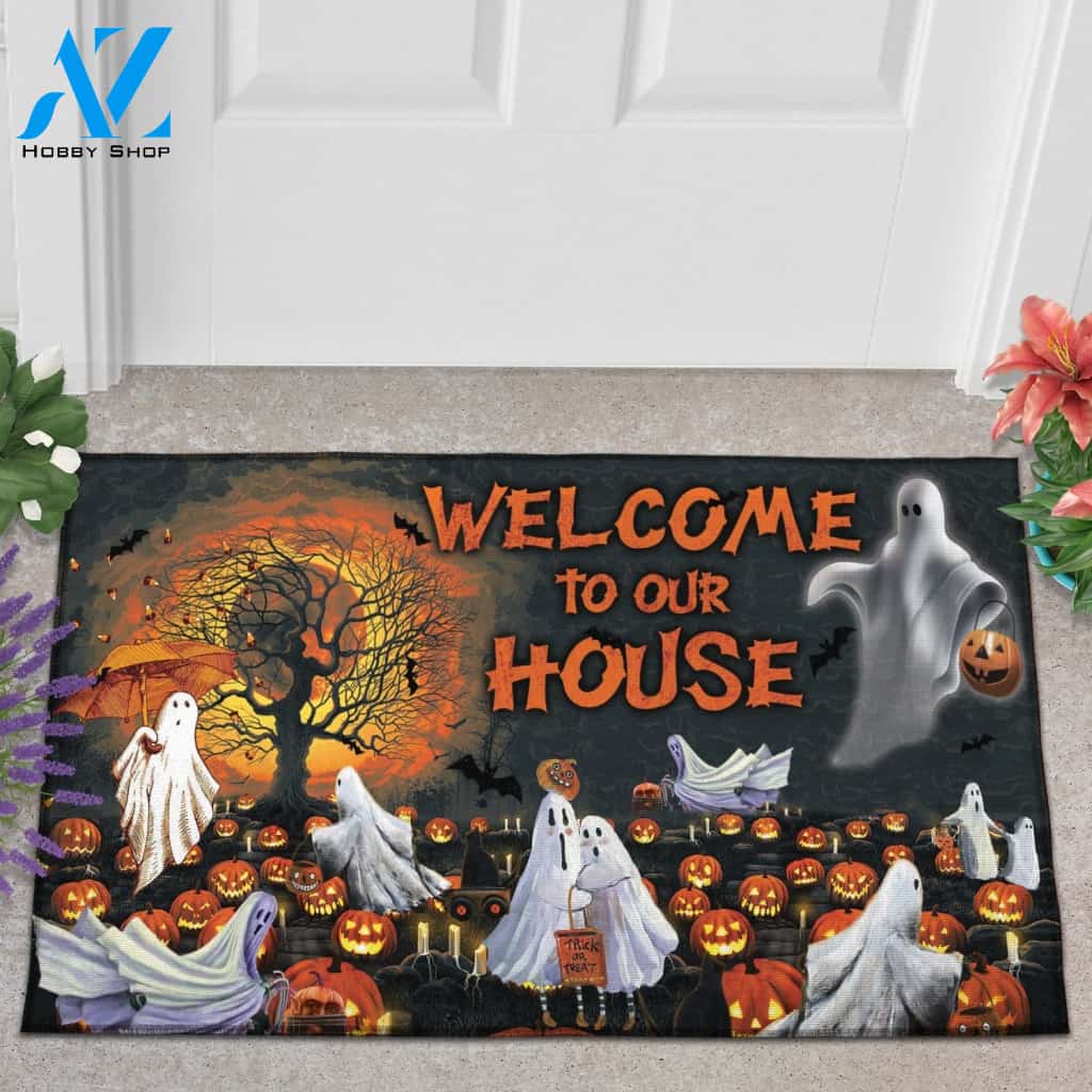 Welcome To Our Home Trick Or Treat Happy Halloween Doormat Welcome Mat Housewarming Gift Home Decor Funny Doormat Gift For Friend Gift For Halloween