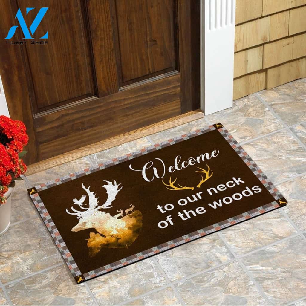 Welcome To Our Neck Of The Woods Doormat Welcome Mat Housewarming Gift Home Decor Farmhouse Funny Doormat Gift For Hunting Lovers