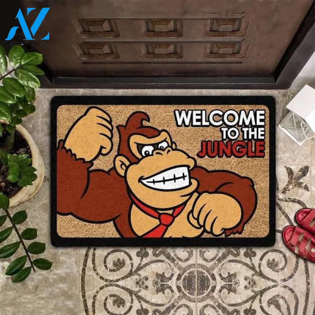 Welcome To The Jungle Monkey Doormat Indoor and Outdoor Mat Entrance Rug Sweet Home Decor Housewarming Gift Gift for Monkey Lovers Wildlife Animals Lovers