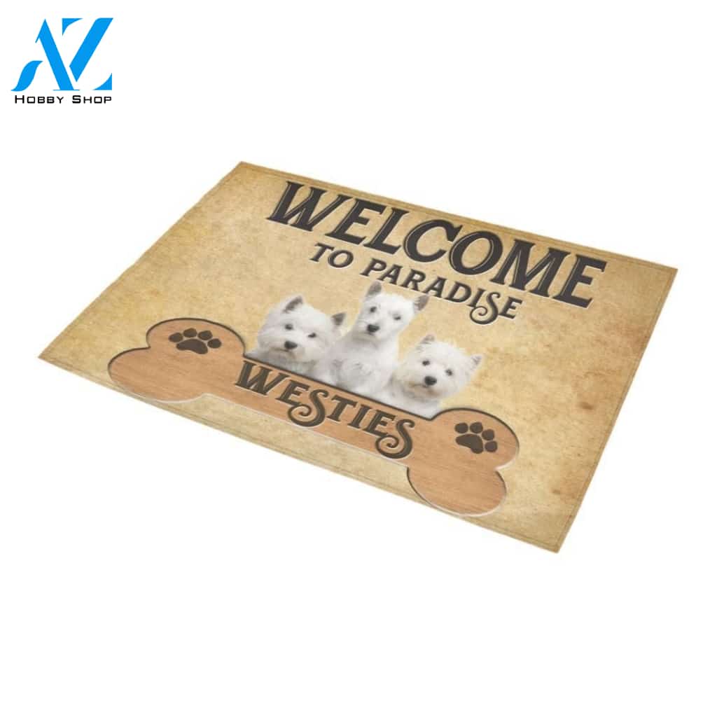 Welcome To Westies Paradise Printed Doormat Home Decor Gift For Dog Lovers