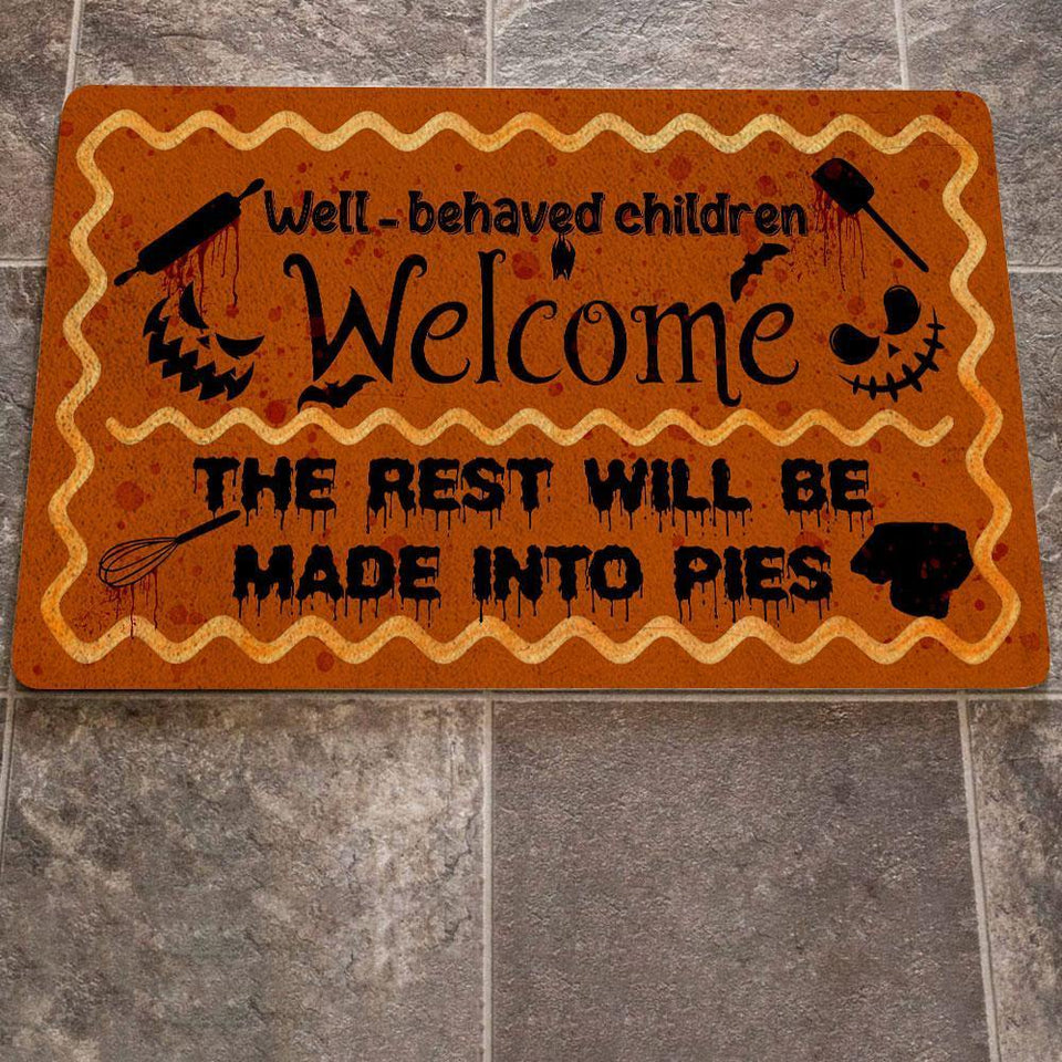 Well-Behaved Children Welcome Halloween Doormat