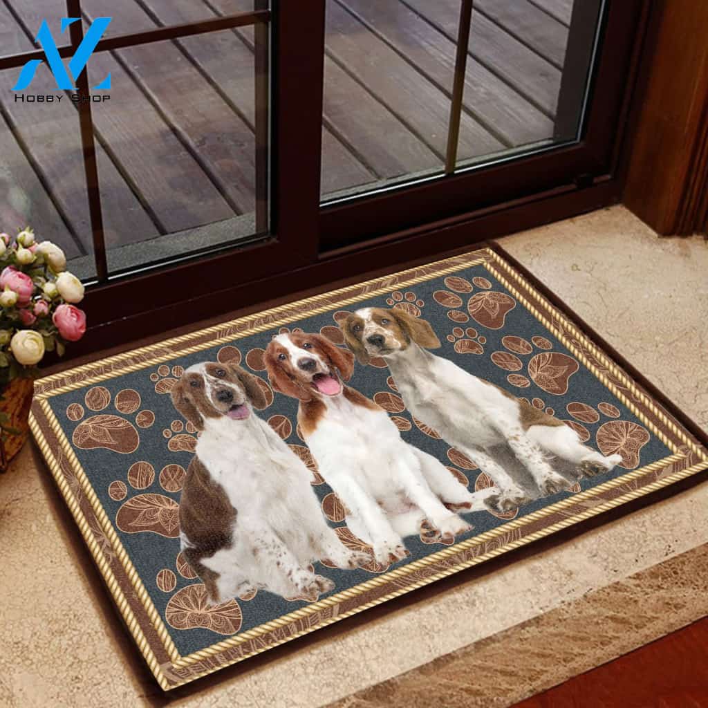 Welsh Springer Spaniel Flower Paw - Dog Doormat | Welcome Mat | House Warming Gift