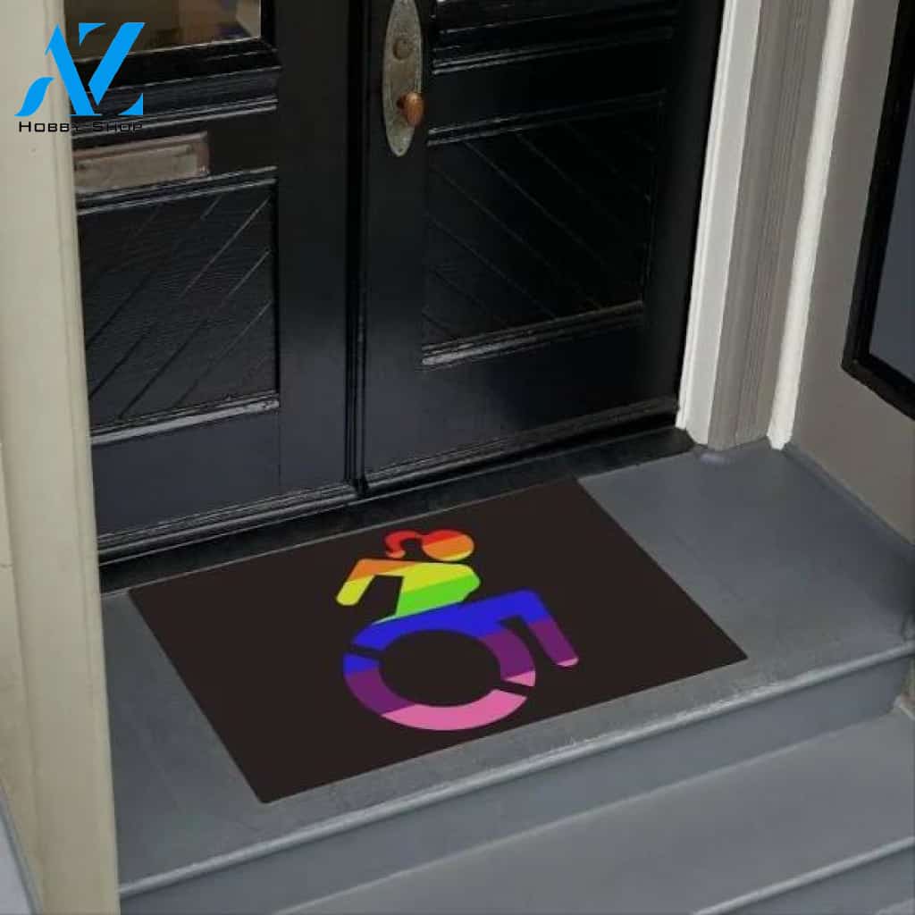 Wheelchair girl LGBT symbol Doormat