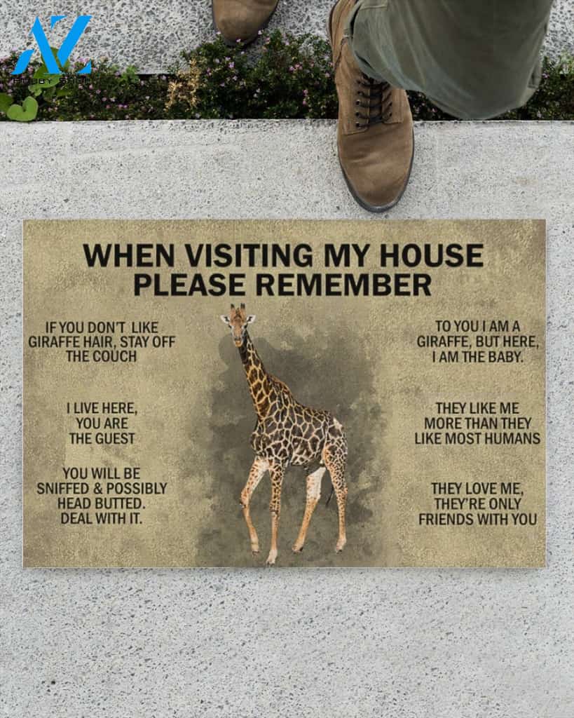 When Visiting My House Please Remember - Giraffe Indoor And Outdoor Doormat Gift For Giraffe Lovers Birthday Gift Decor Warm House Gift Welcome Mat