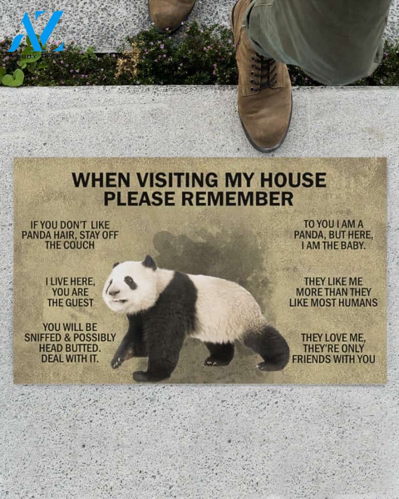 When Visiting My House Please Remember - Panda Indoor And Outdoor Doormat Gift For Panda Lovers Birthday Gift Decor Warm House Gift Welcome Mat