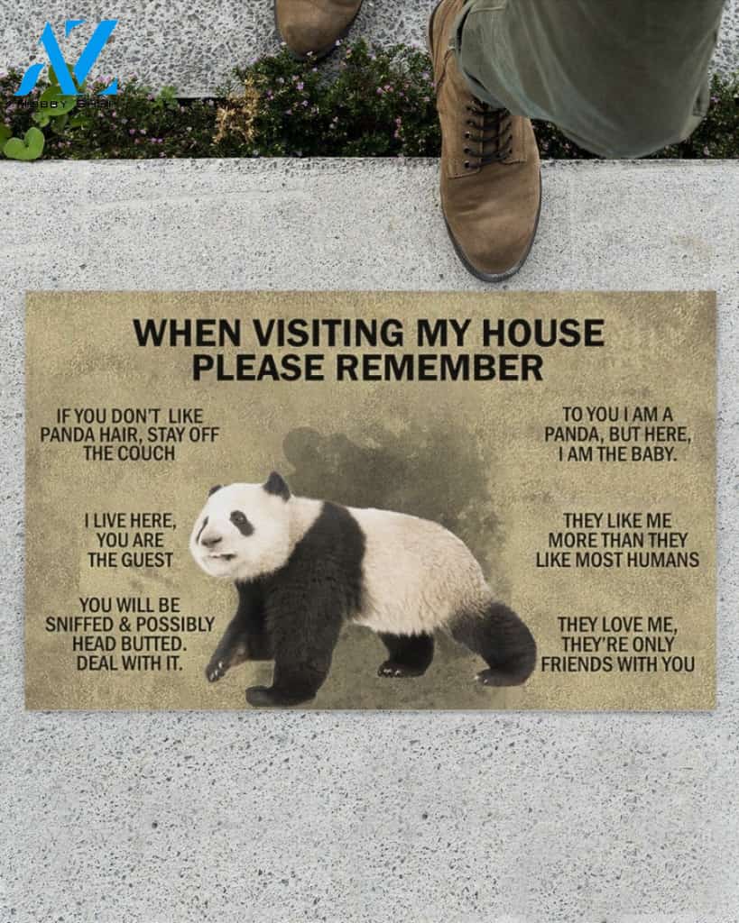 When Visiting My House Please Remember - Panda Indoor And Outdoor Doormat Gift For Panda Lovers Birthday Gift Decor Warm House Gift Welcome Mat