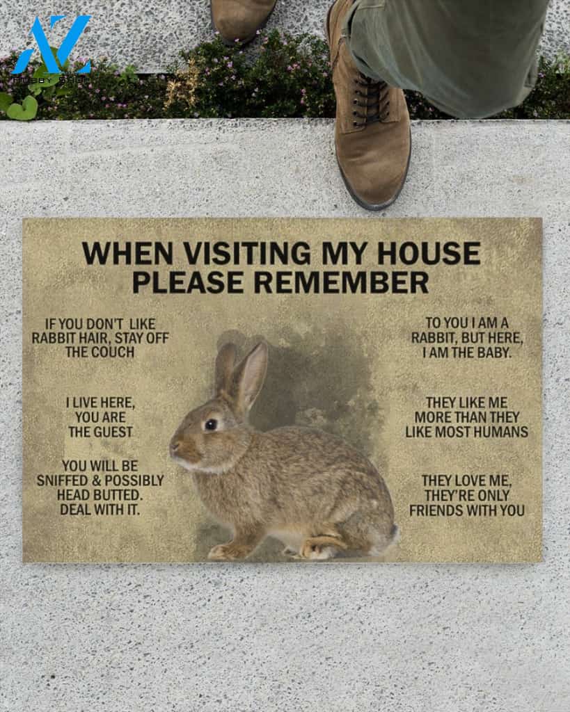 When Visiting My House Please Remember - Rabbit Indoor And Outdoor Doormat Gift For Rabbit Lovers Birthday Gift Decor Warm House Gift Welcome Mat