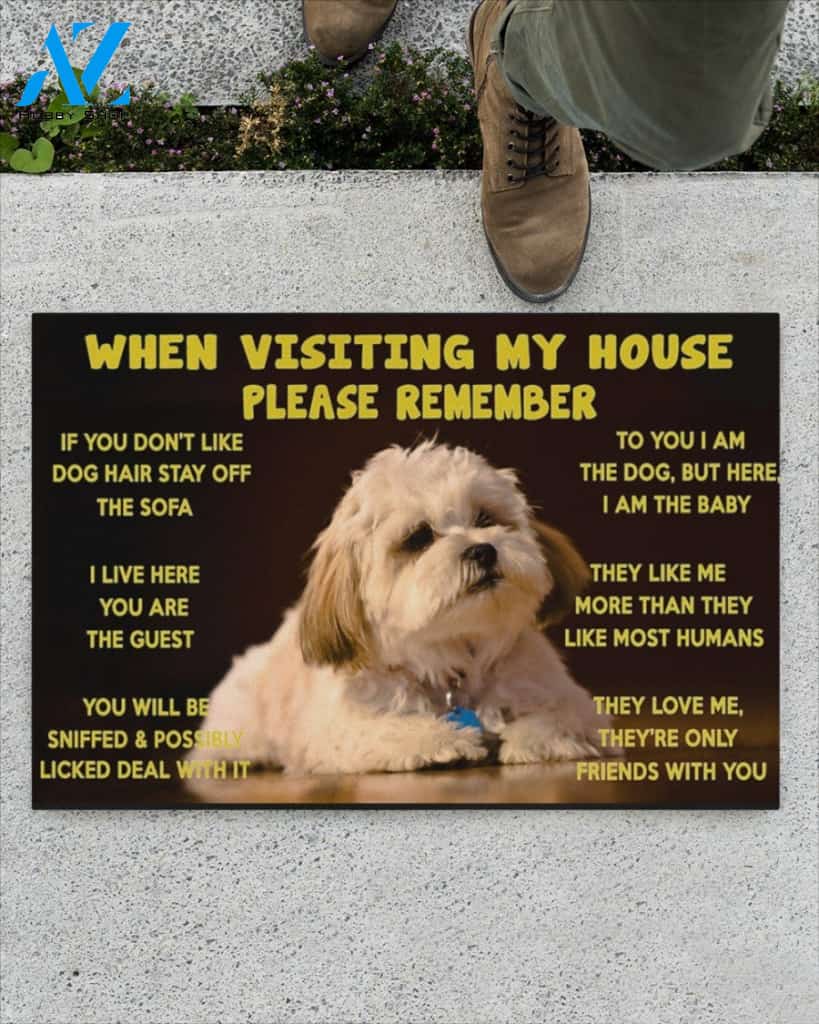 When Visiting My House Please Remember - Shih Tzu Dog Doormat Welcome Mat Housewarming Gift Home Decor Funny Doormat Gift Idea For Dog Lovers