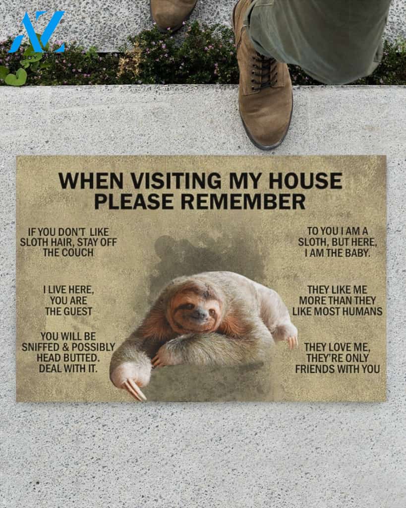 When Visiting My House Please Remember - Sloth Indoor And Outdoor Doormat Gift For Sloth Lovers Birthday Gift Decor Warm House Gift Welcome Mat