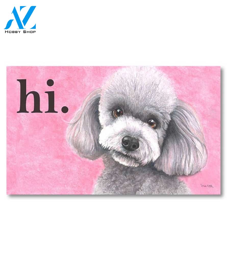 White Miniature Poodle Doormat - 18" x 30"