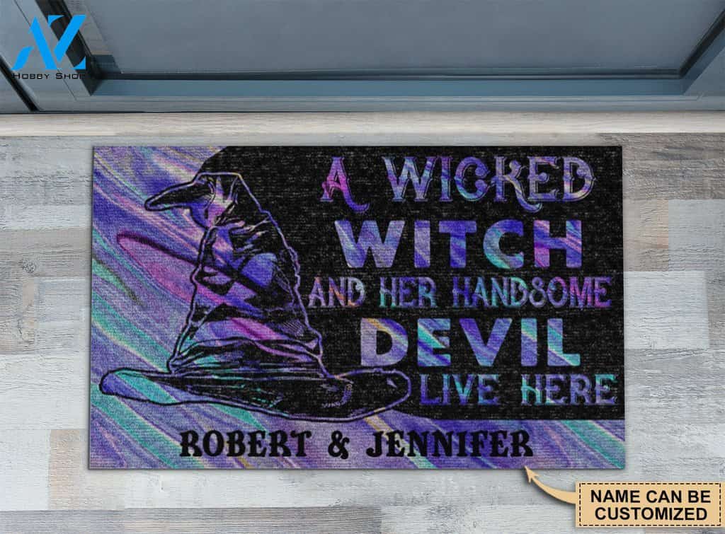 Wicked Witch Devil Live Here Custom Doormat | Welcome Mat | House Warming Gift